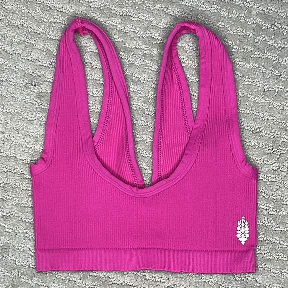 FREE PEOPLE | NWOT Happiness Runs Scoop Neck Bra in Berry - Picture 2 of 3